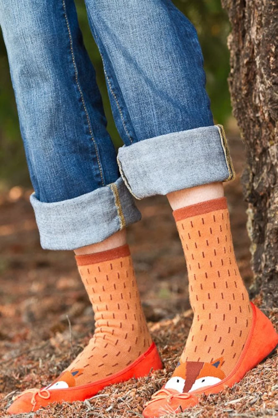Foot Traffic Cozy Fox Slipper Socks for Women & Men - Warm Non-Slip Fuzzy House Socks