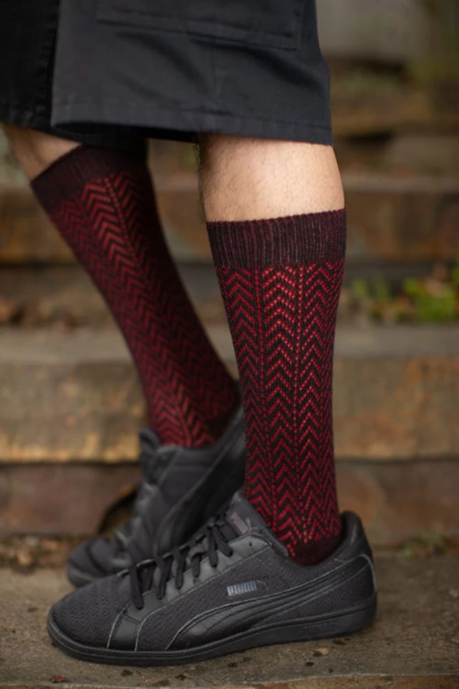 DreaM Stockings Men's Chevron Pattern Crew Socks - Comfortable & Stylish Ankle Socks for Everyday Wear