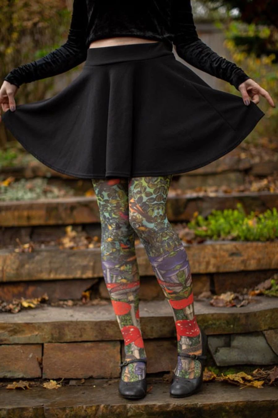 Marie Antoinette Vintage Birds Printed Tights - Elegant Floral Bird Pattern Tights for Women