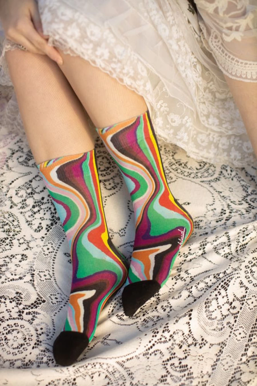 Happy Socks Phluid Rainbow Flow Crew Socks - Colorful Unisex Design