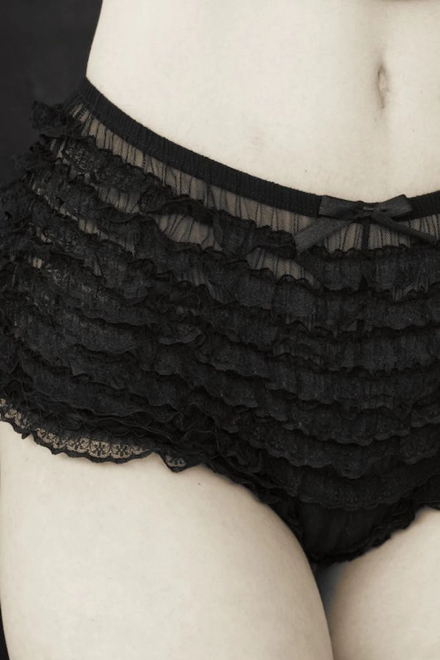 Leg Avenue Micromesh Lace Ruffle Tanga Panties - Sexy Women's Underwear Shorts