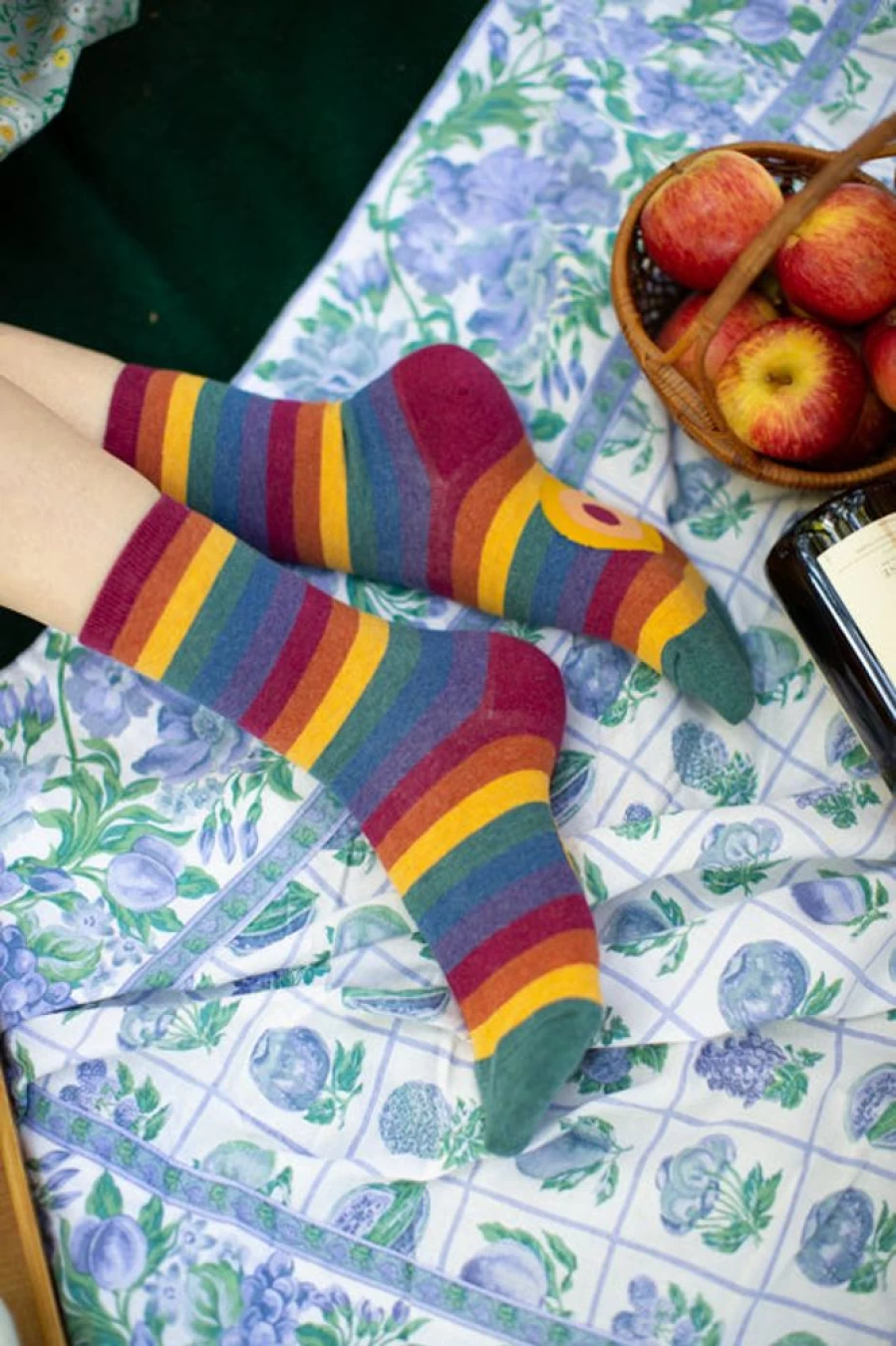 Mod Sock Heather Rainbow Striped Crew Socks - Colorful Striped Casual Socks for Men & Women