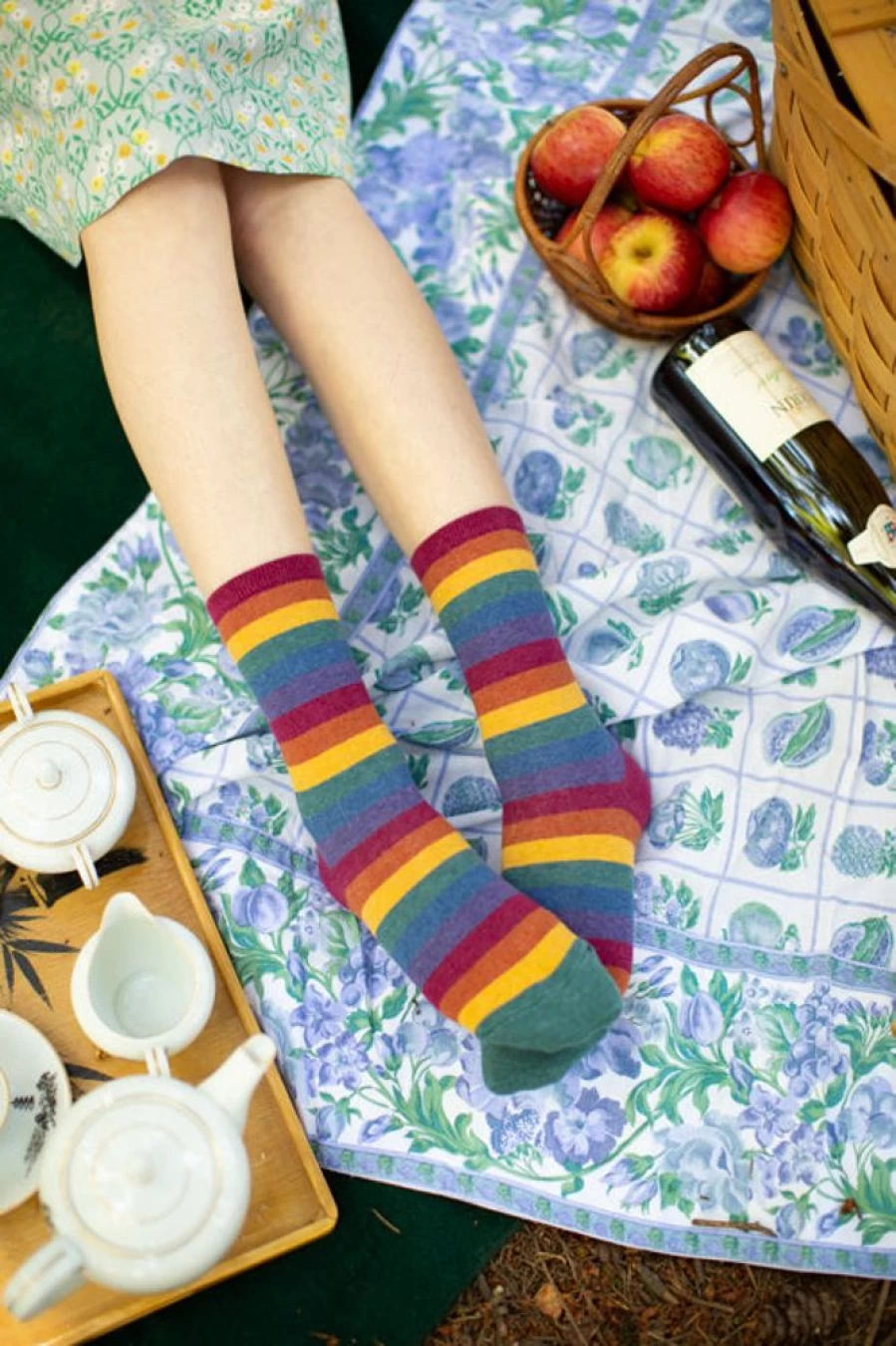 Mod Sock Heather Rainbow Striped Crew Socks - Colorful Striped Casual Socks for Men & Women
