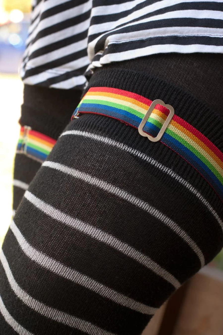 "Adjustable Rainbow Sock Garters Extra Long - Sock Dreams"