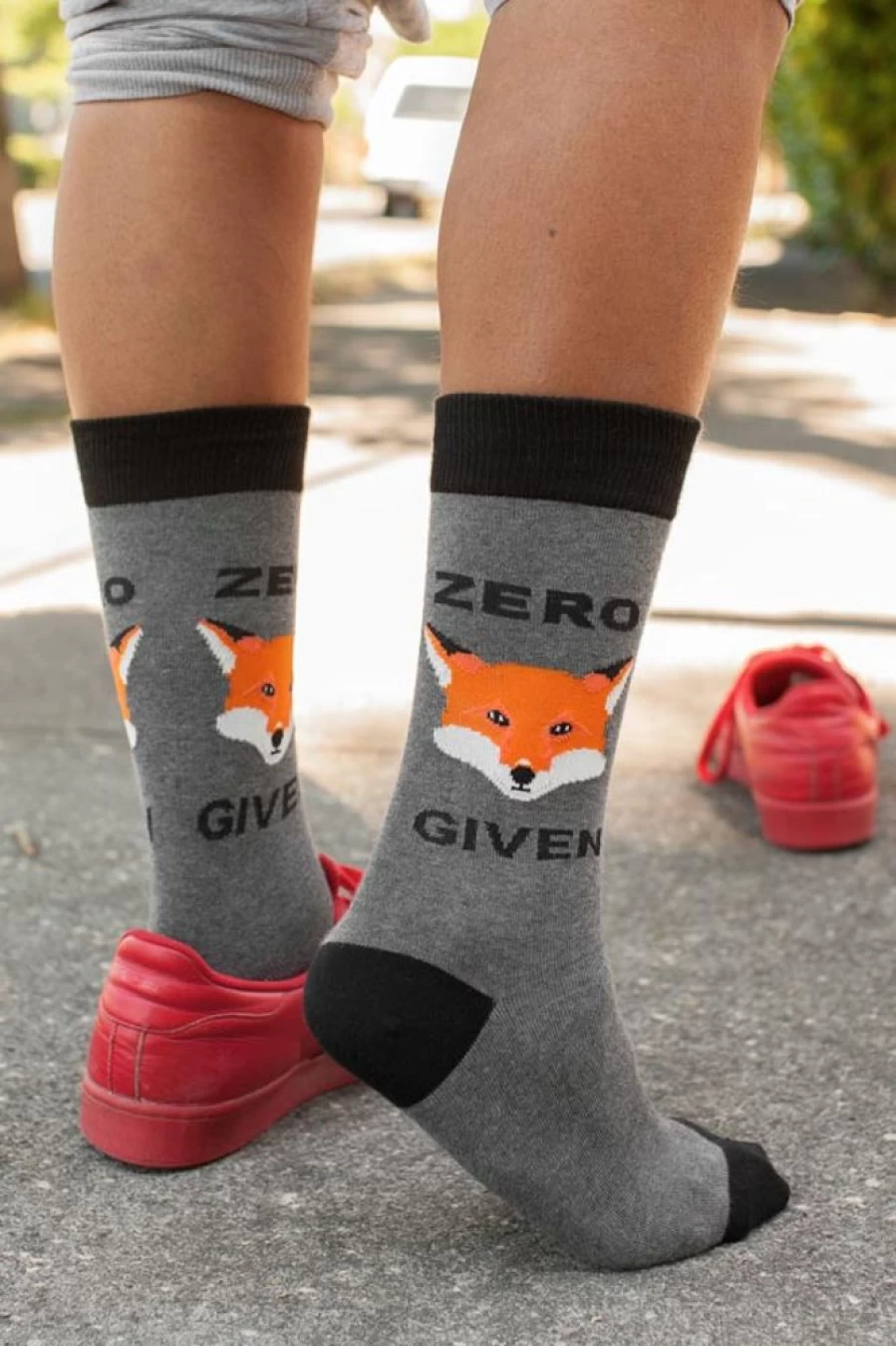 "Socksmith Zero Fox Given Crew Socks - Fun Novelty Design"
