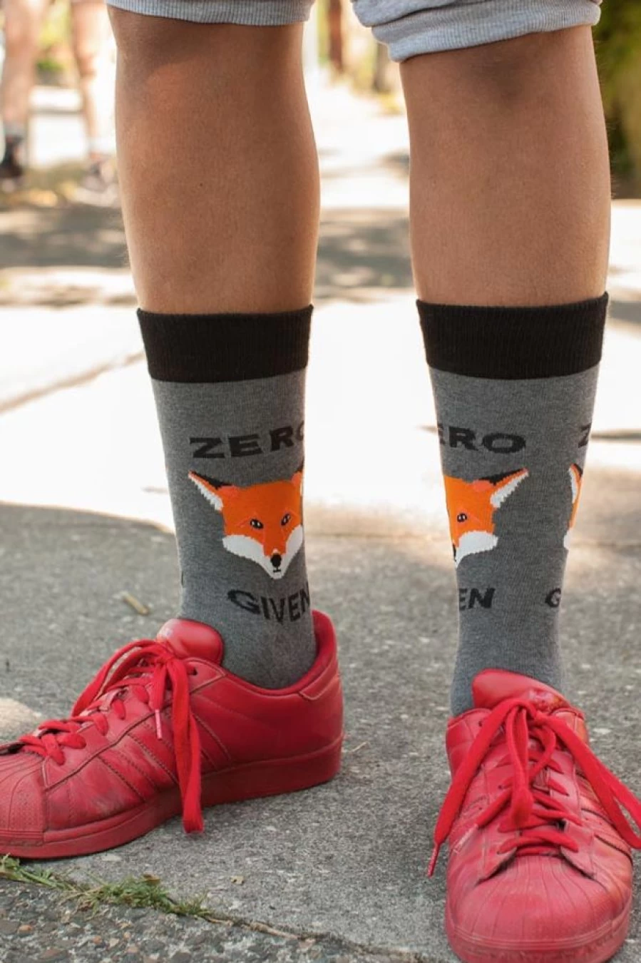 "Socksmith Zero Fox Given Crew Socks - Fun Novelty Design"
