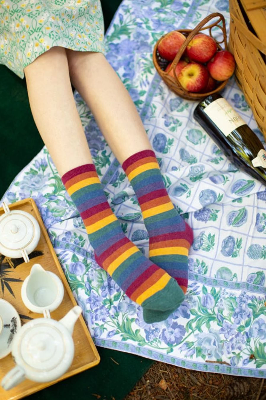 Mod Sock Heather Rainbow Striped Crew Socks - Colorful Striped Casual Socks for Men & Women