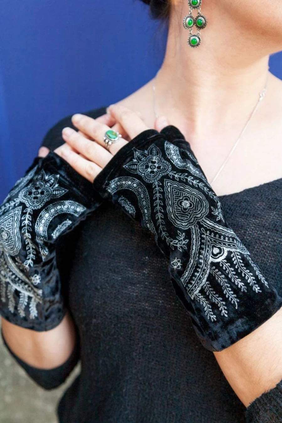 Polonova Long Floral Mehndi Design Arm Warmers for Women - Stylish Hand & Forearm Coverings