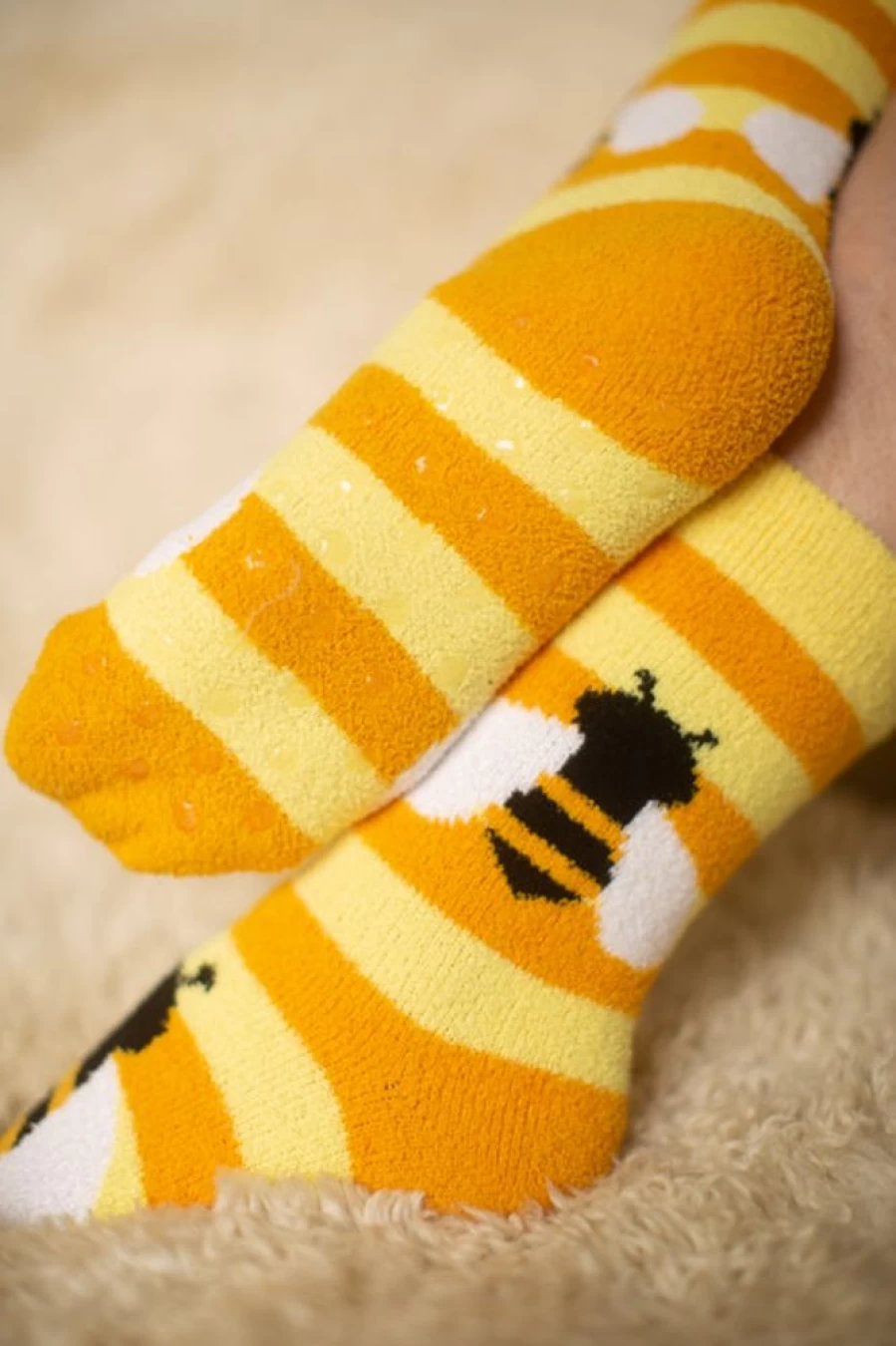 "Sock It To Me Bee Cozy Slipper Socks - Warm & Cute Animal Slippers"