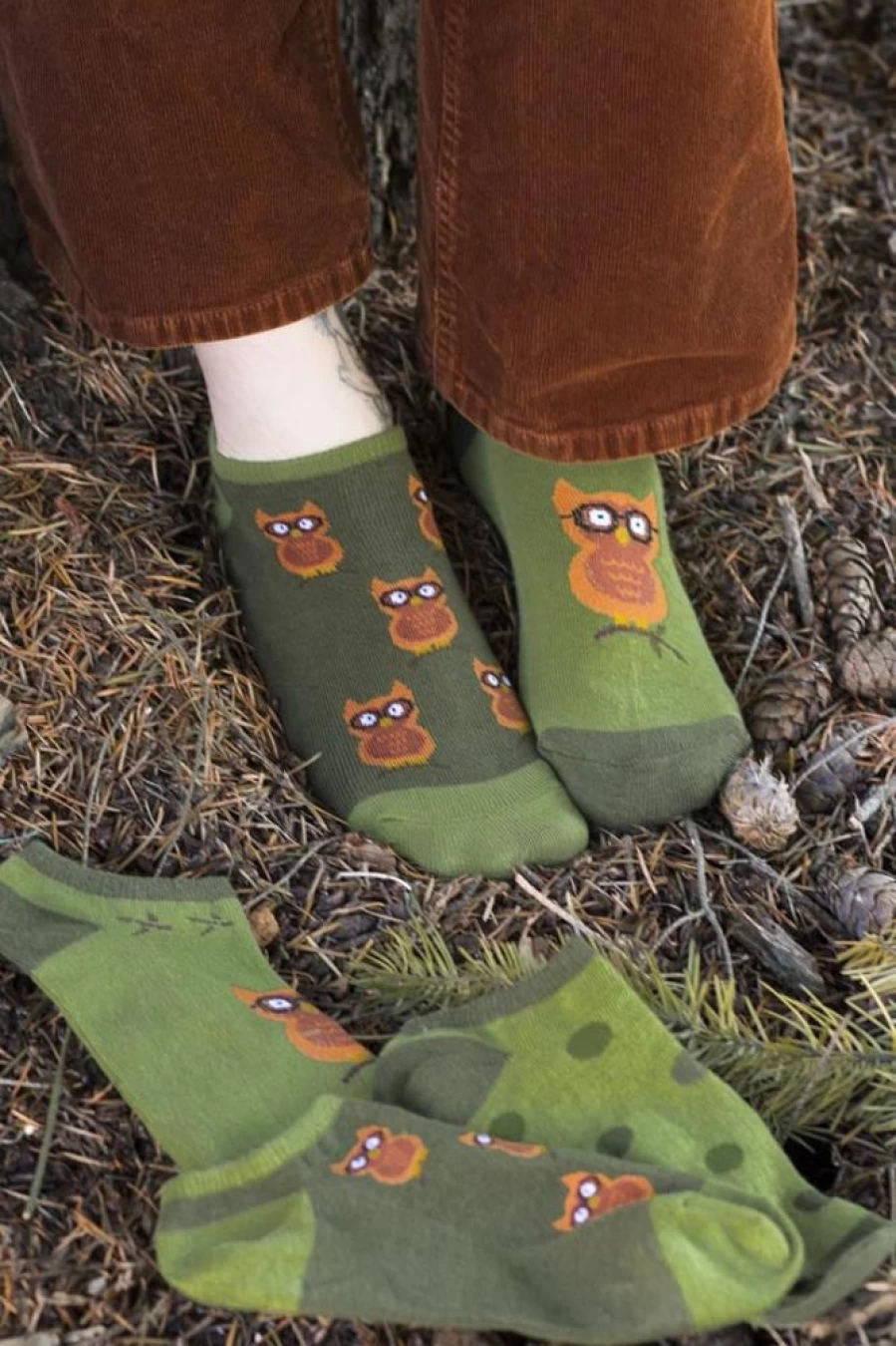 Foot Traffic Owl Print No Show Socks 3 Pack - Low Cut Invisible Ankle Socks for Women & Men