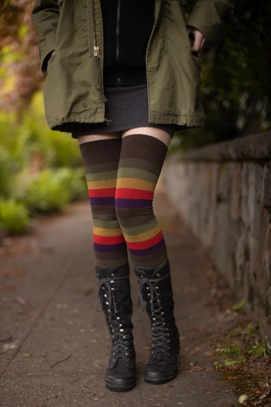 "Dreamer Socks Extra Long Autumn Striped Thigh High Socks for Women"