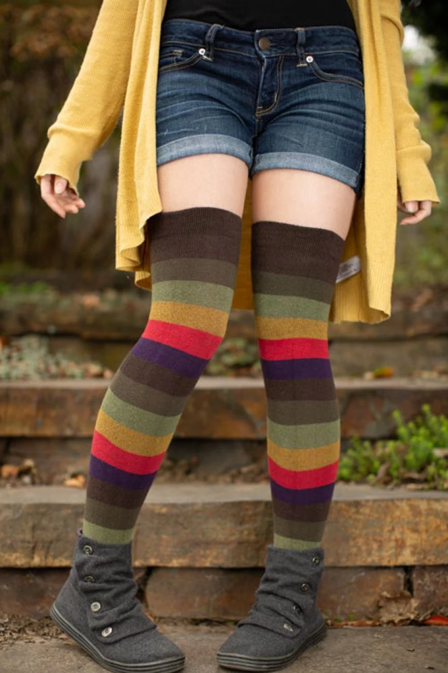 "Dreamer Socks Women's Autumn Striped Thigh High Socks – Extraordinary Comfort & Style"