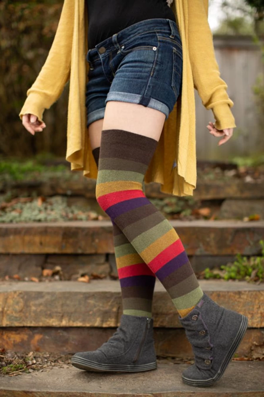 "Dreamer Socks Women's Autumn Striped Thigh High Socks – Extraordinary Comfort & Style"