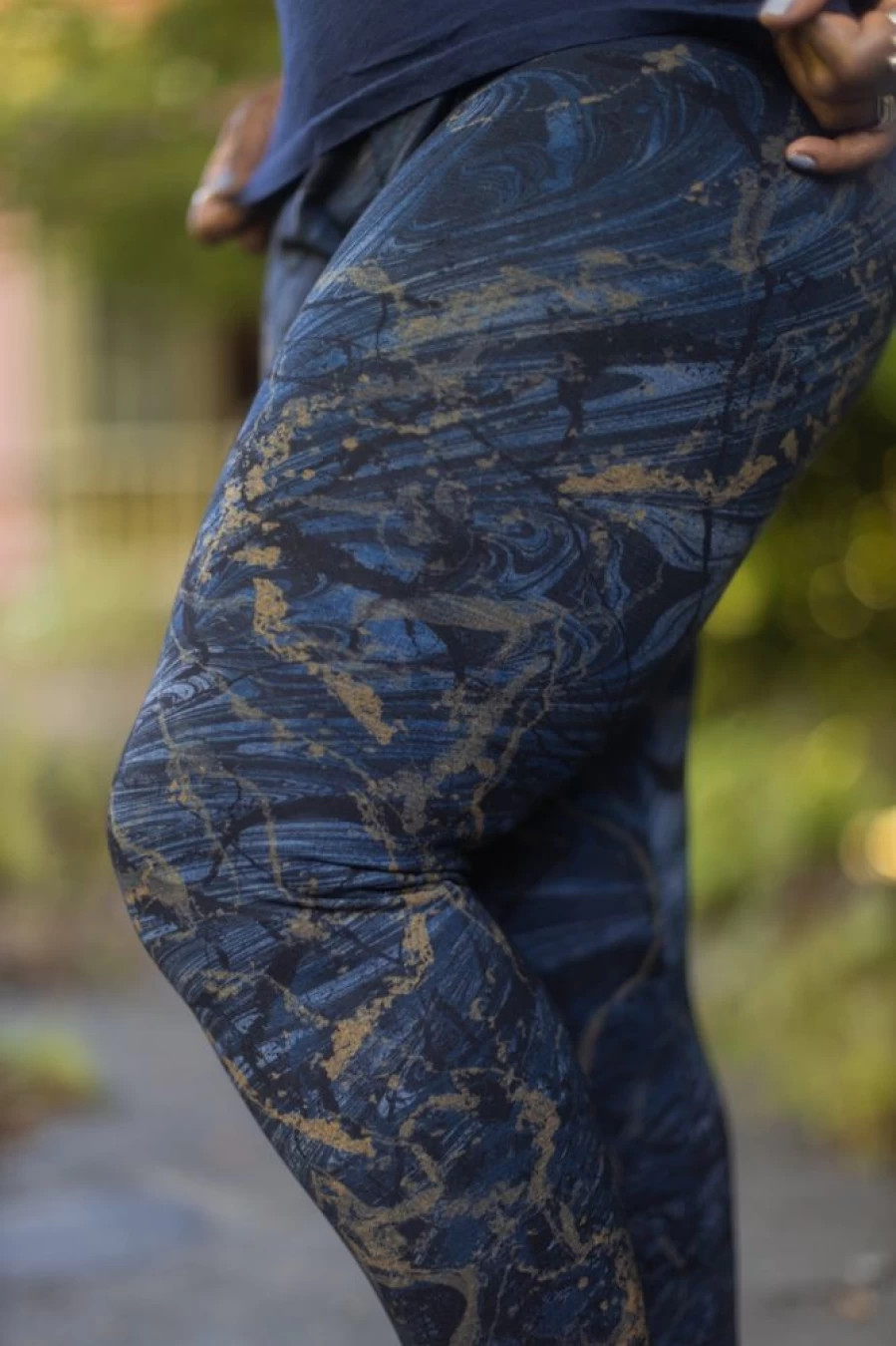 M. Rena Plus Size High Waisted Marble Print Yoga Leggings for Women - Stretchy Comfort Workout Pants with Swirl Design