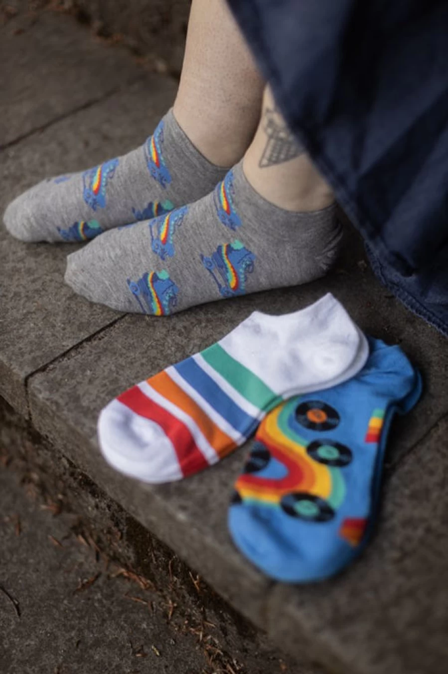 K Bell Retro Style No Show Socks 3-Pack for Roller Skating - Comfortable Low Cut Invisible Socks