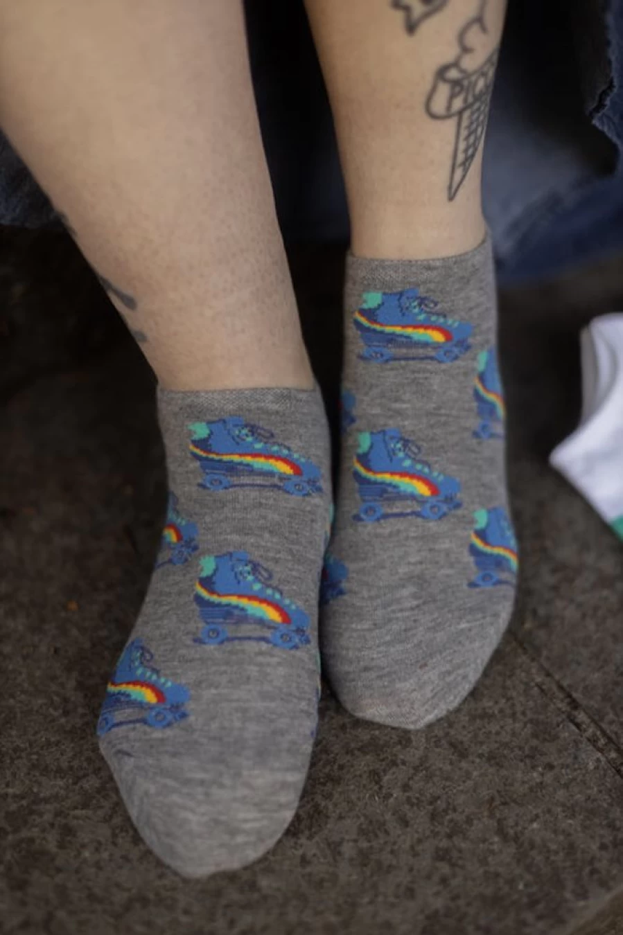 K Bell Retro Style No Show Socks 3-Pack for Roller Skating - Comfortable Low Cut Invisible Socks