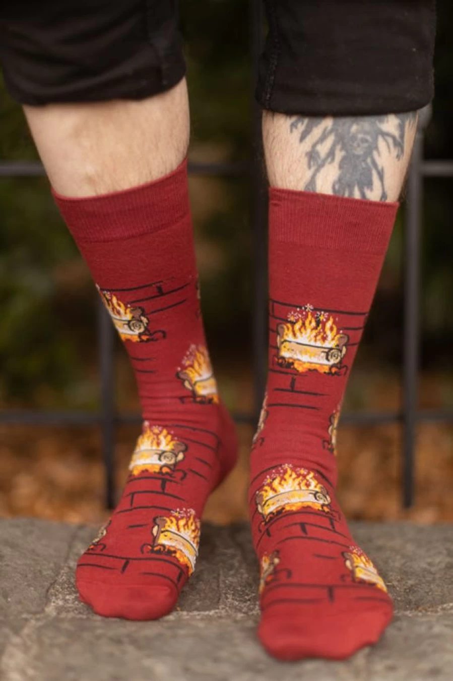 "Sock It To Me Yule Log Holiday Themed Crew Socks"