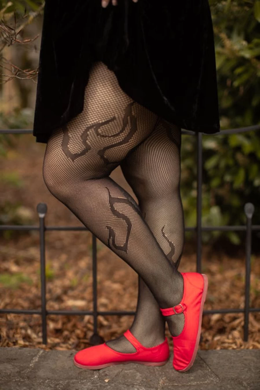"Leg Avenue Plus Size Fishnet Tights with Flame Design - Sexy Gothic Lingerie Stockings"
