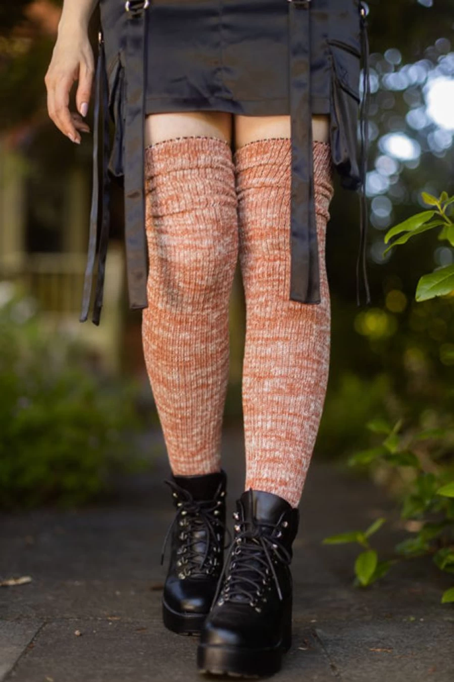 DreaM Stockings Marled Textured Scrunchable Thigh High Socks for Women