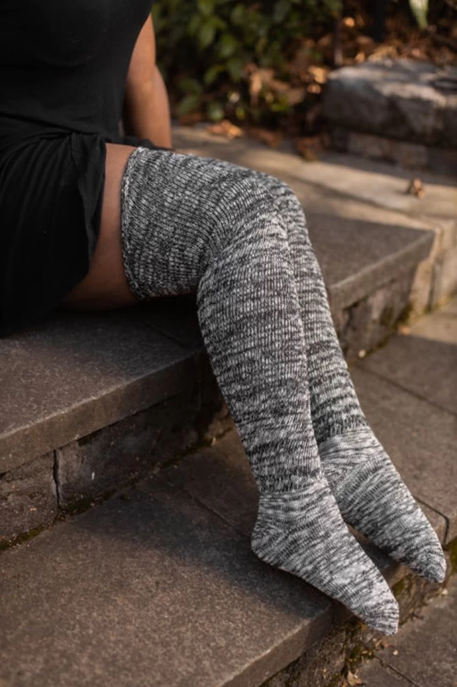DreaM Stockings Marled Textured Scrunchable Thigh High Socks for Women