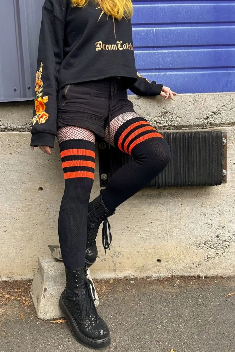 "Dreamer Socks Neon Power Stripe Thigh High Socks for Women - Bold Striped Knee-High Fashion Socks"