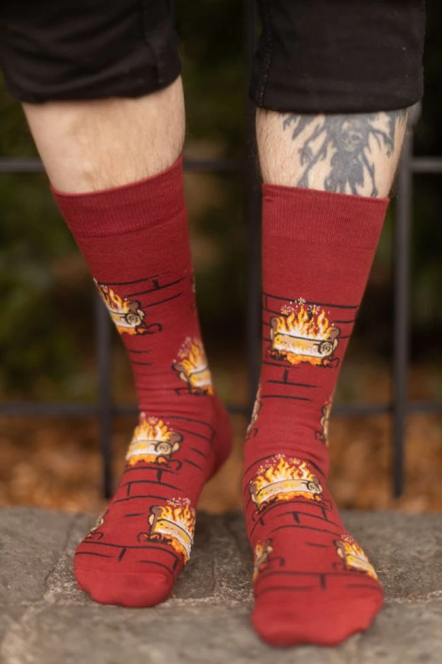 "Sock It To Me Yule Log Holiday Christmas Crew Socks Fun Novelty Design"