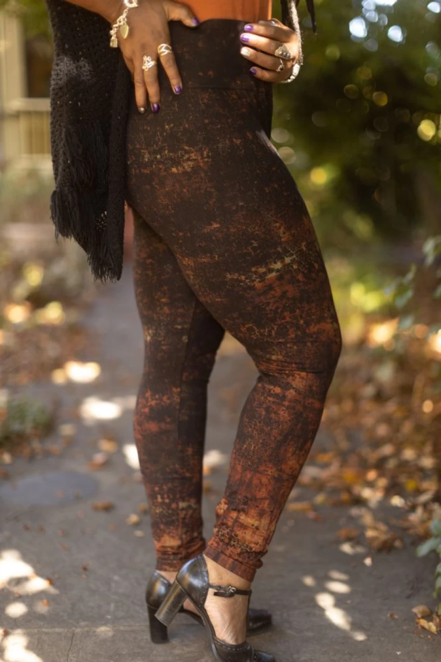 M. Rena Plus Size High Waisted Leggings for Women - Lava Print Yoga Pants - Comfortable Stretchy Workout Tights