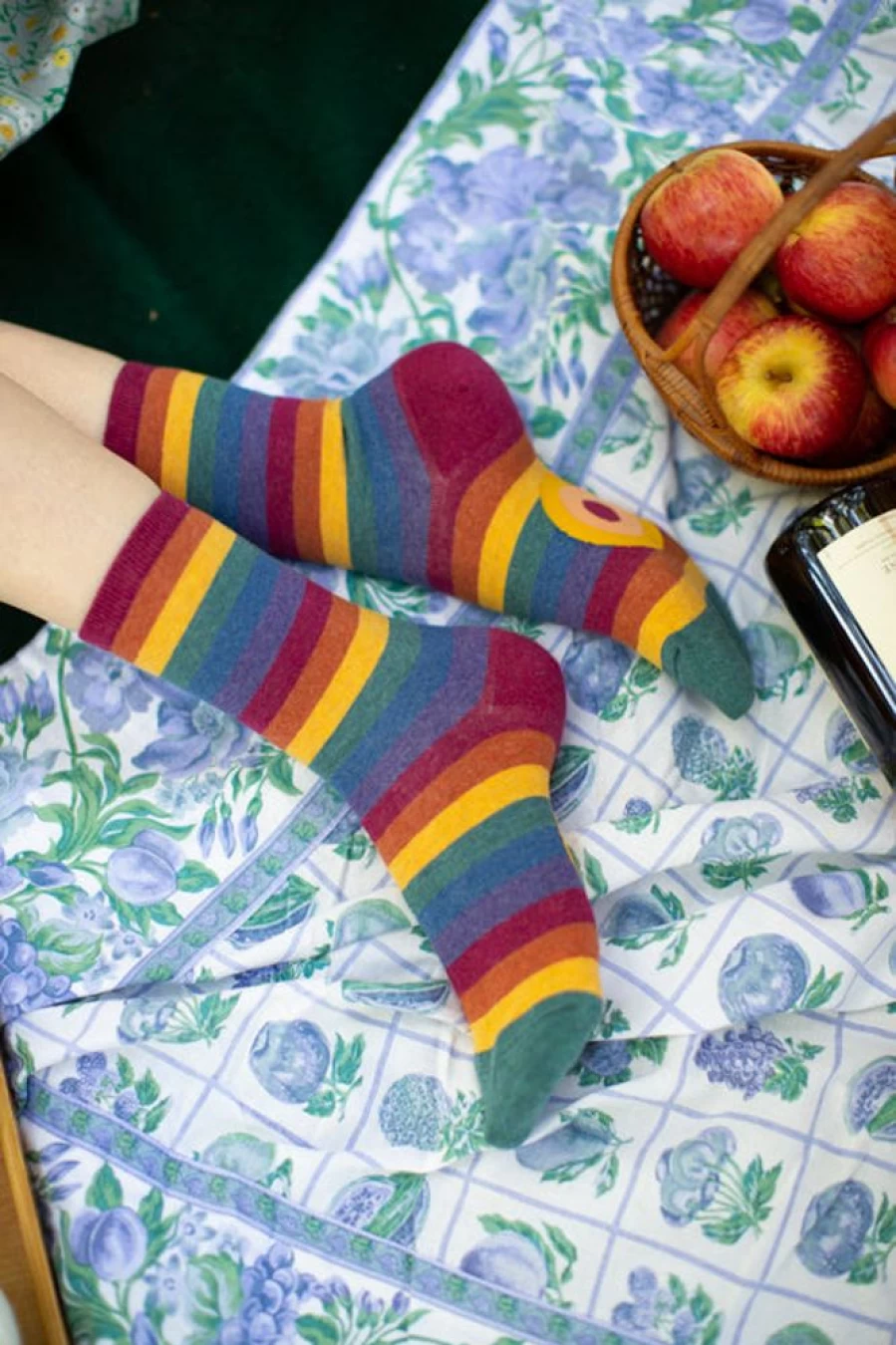 Mod Sock Heather Rainbow Striped Crew Socks - Colorful Striped Casual Socks for Men & Women