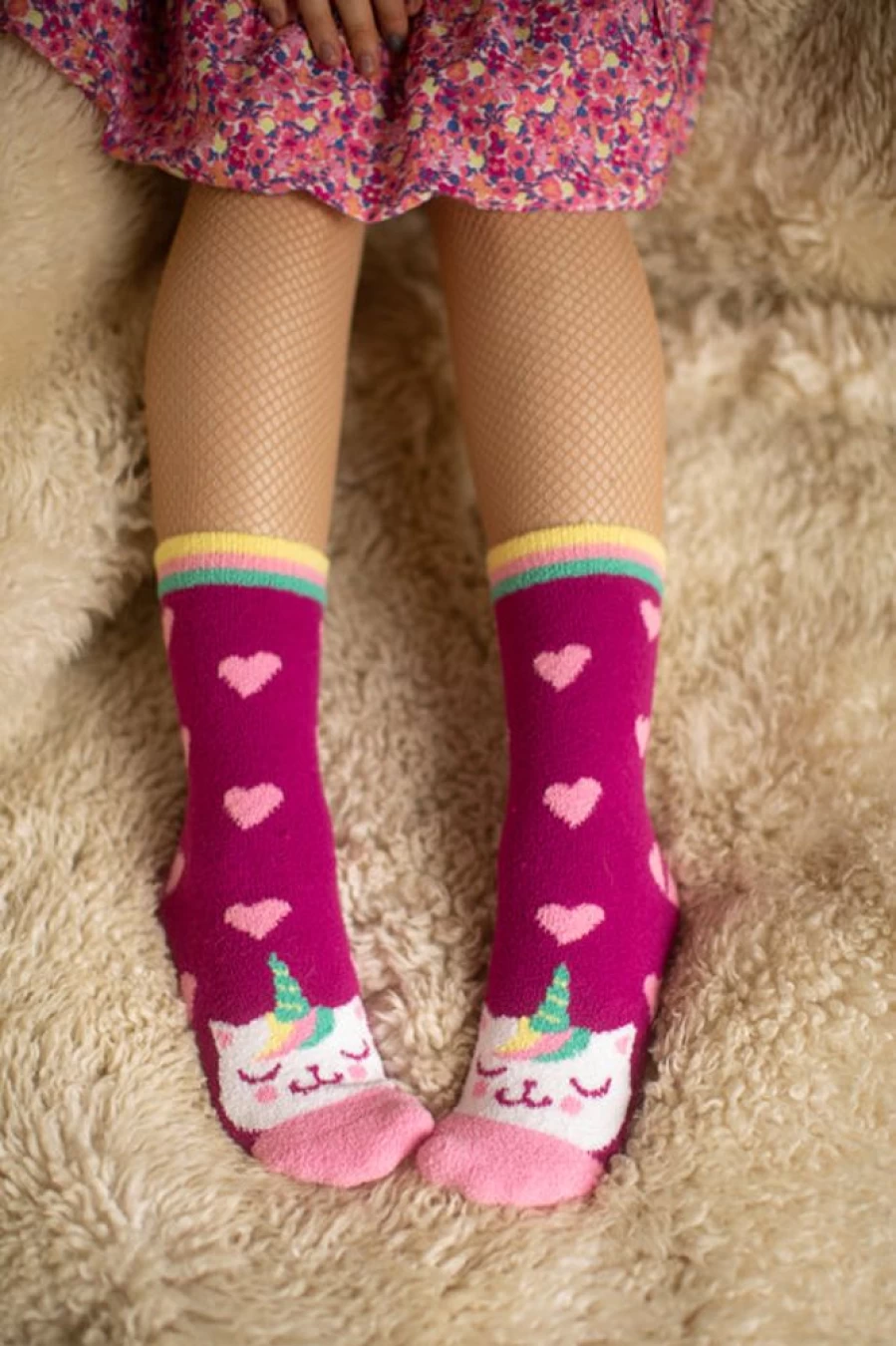 Sock It To Me Mewnicorn Unicorn Cat Plush Slipper Socks for Women & Men