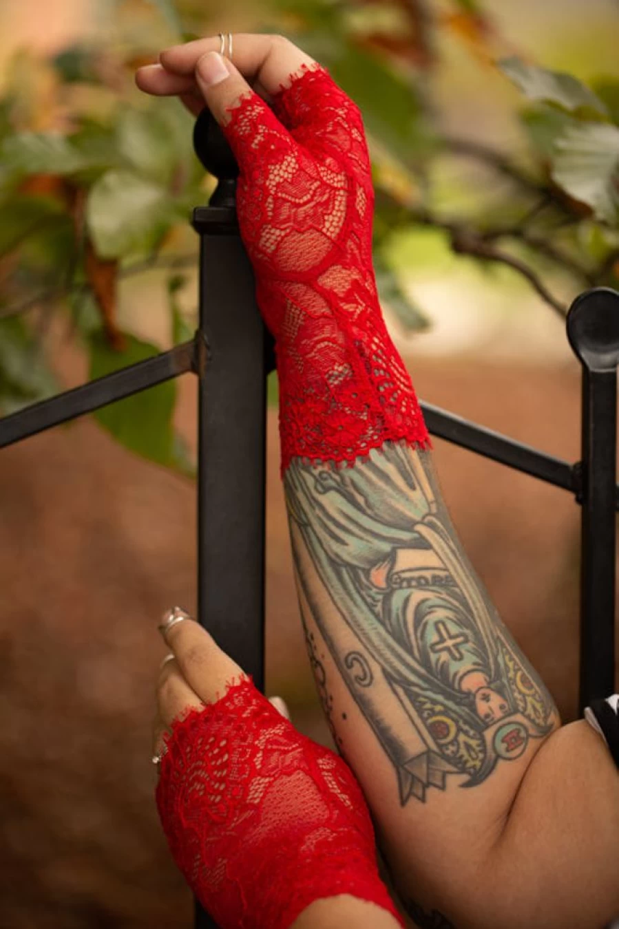 Killstar Embrace The Night Gothic Lace Wrist Warmers for Women