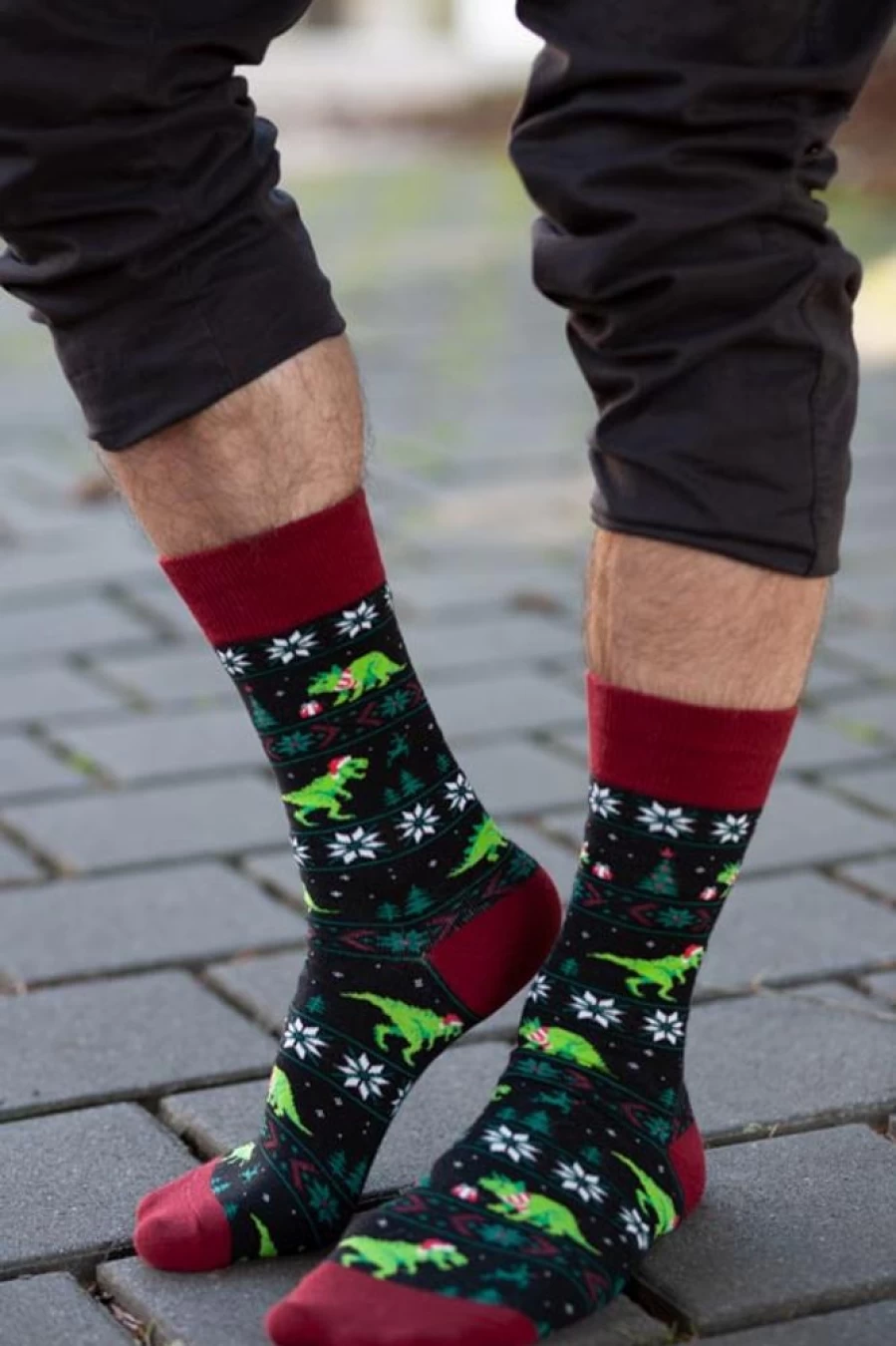 "Socksmith Santasaurus Rex Crew Socks - Fun Dinosaur Christmas Socks for Men & Women"