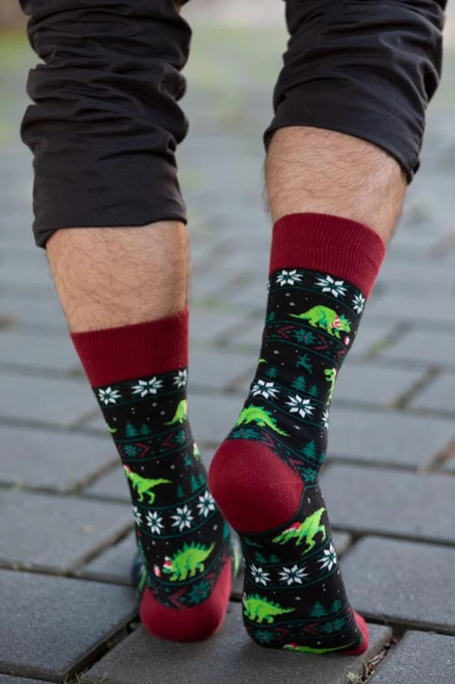 "Socksmith Santasaurus Rex Crew Socks - Fun Dinosaur Christmas Socks for Men & Women"