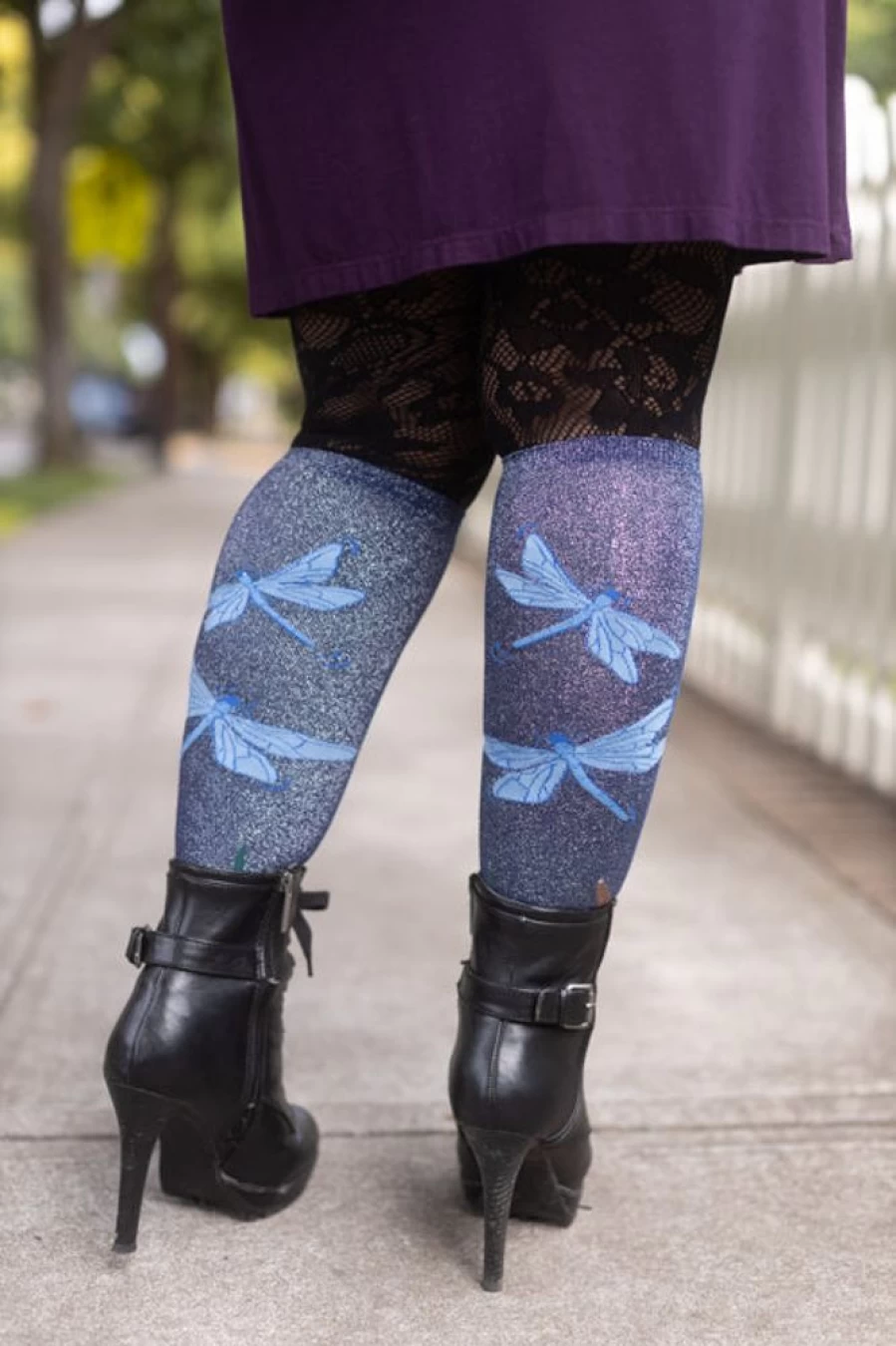 "Sock It To Me Dragonfly Shimmer Stretch Knee High Socks"