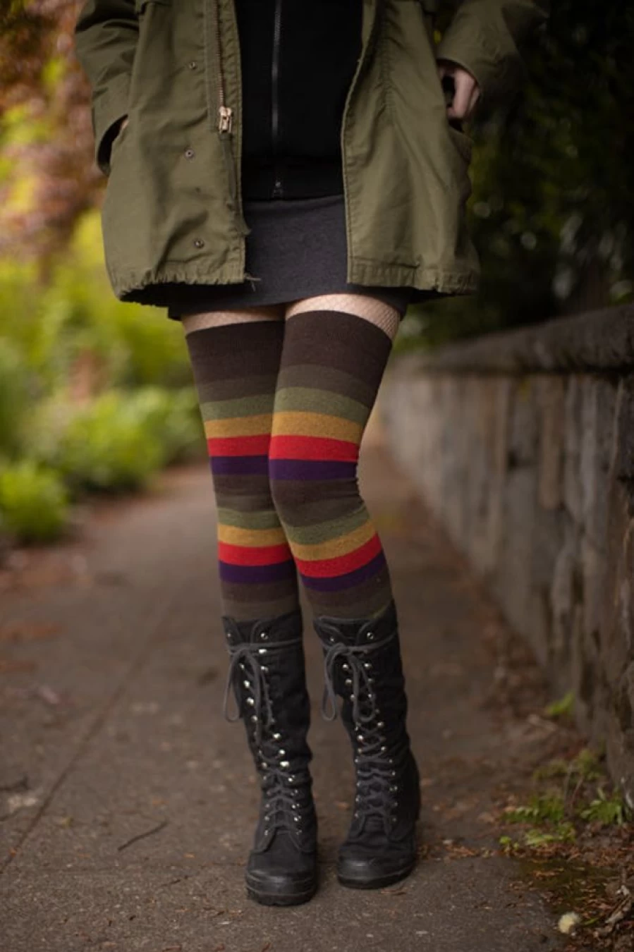 "Dreamer Socks Extra Long Autumn Striped Thigh High Socks for Women"