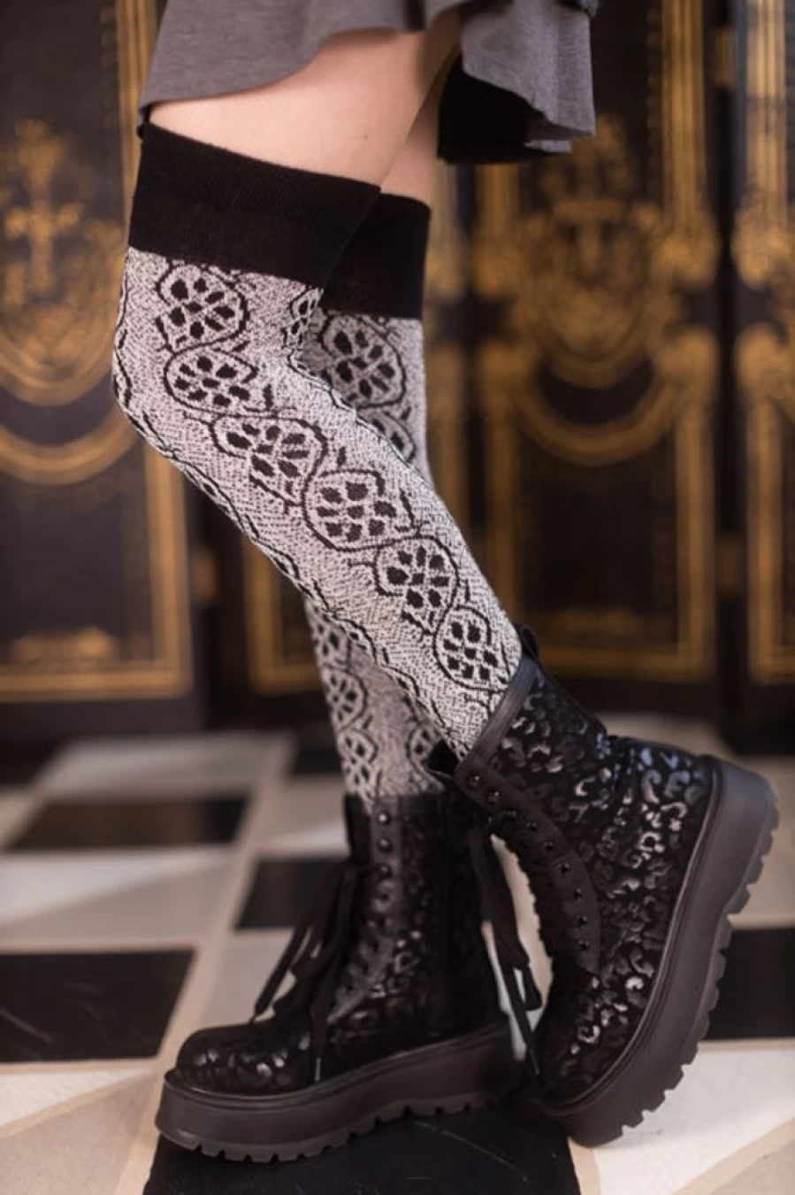 "Dreamer Socks Flowering Vines Thigh High Socks for Women - Stylish Botanical Knee-High Stockings"
