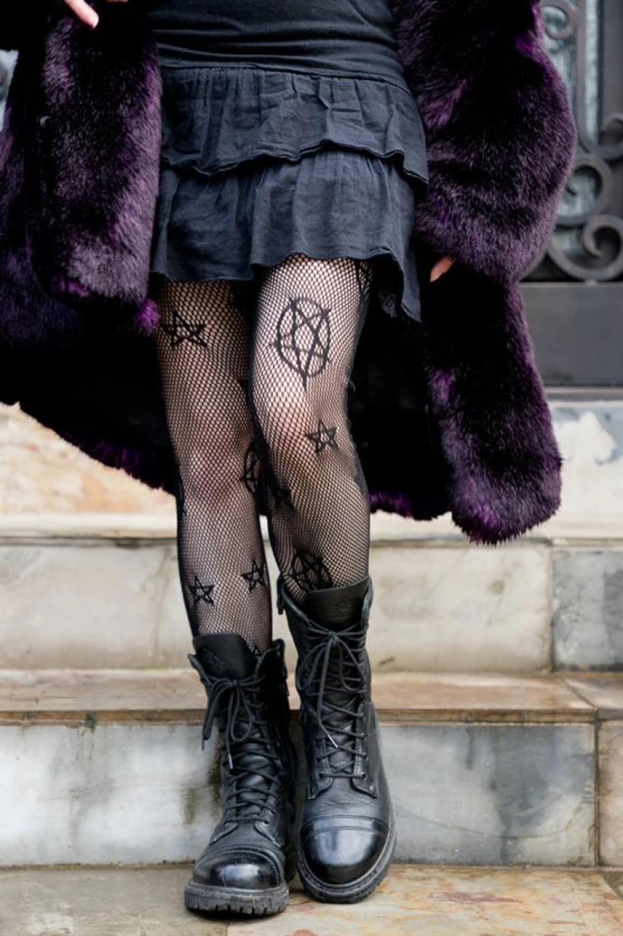 Leg Avenue Occult Themed Fishnet Tights for Women - Gothic Lingerie & Halloween Costume Accessories