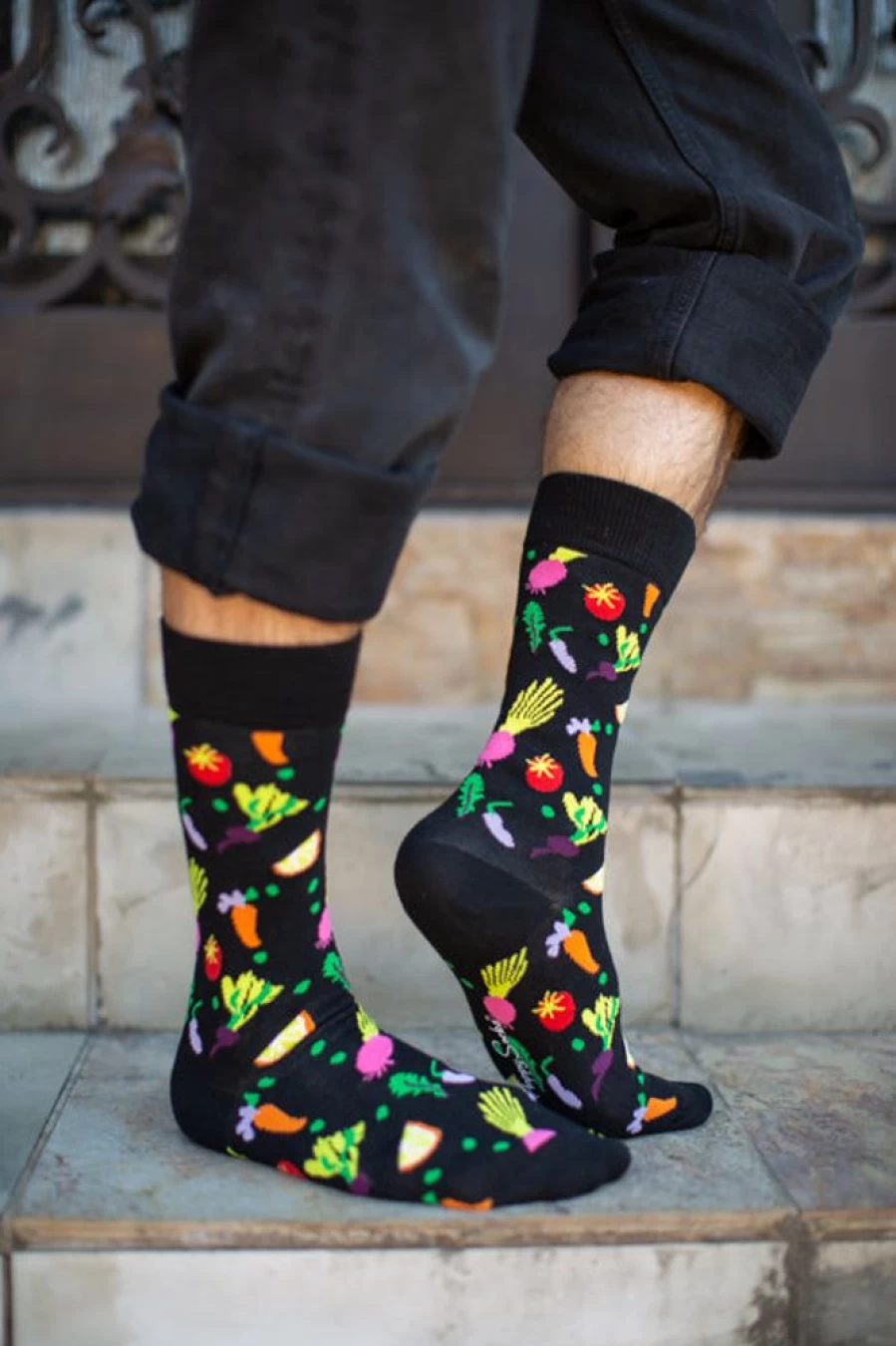 Happy Socks Veggie Crew Fun Colorful Vegetable Pattern Socks for Men Women