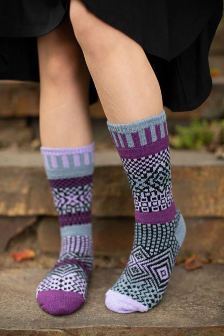 Solmate Wisteria Crew Socks - Colorful & Comfortable Casual Wear for Men and Women