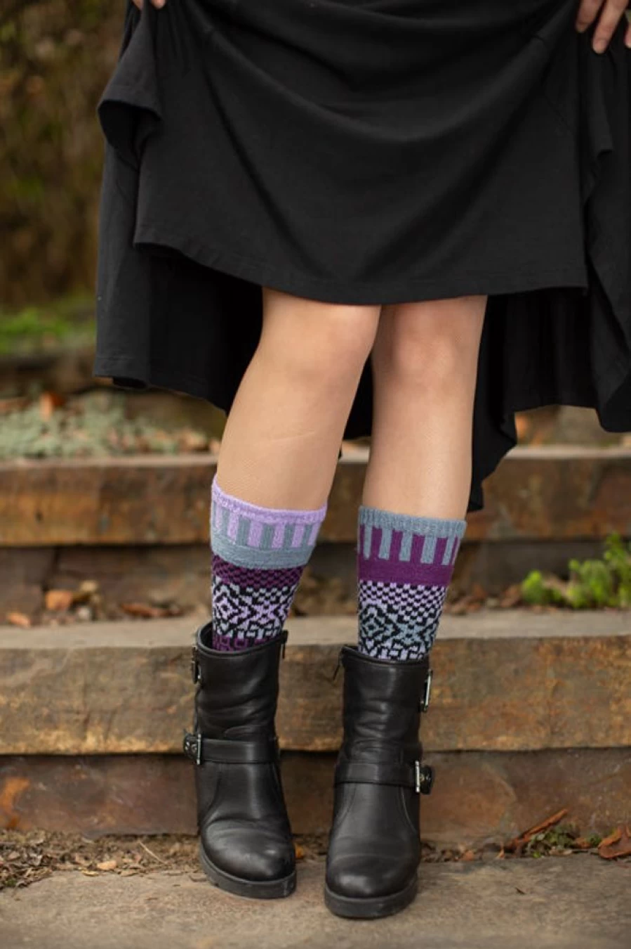 Solmate Wisteria Crew Socks - Colorful & Comfortable Casual Wear for Men and Women