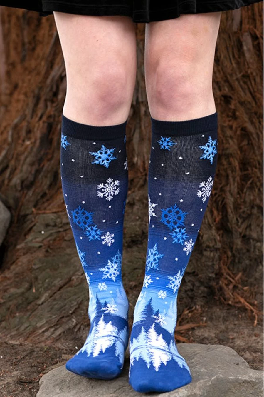 Mod Sock Women's Snowflake Knit Knee High Socks - Festive Winter Crew Socks for Women