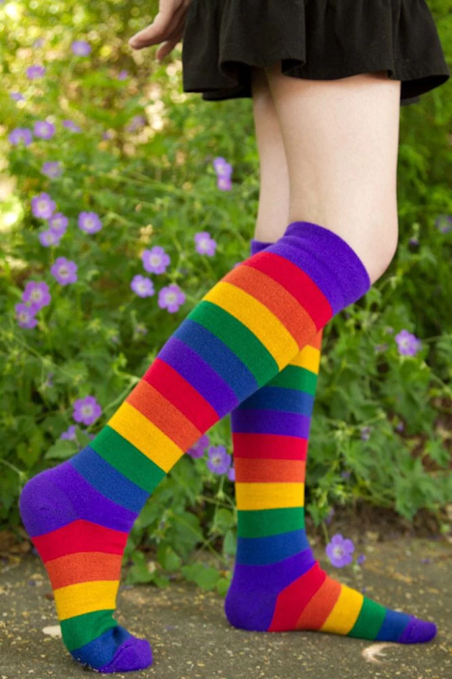 "Dreamer Socks Radiant Rainbow Knee High Socks – Colorful Striped Crew Length for Women & Men"