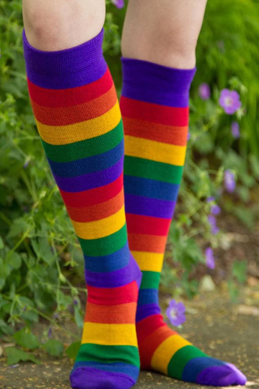 "Dreamer Socks Radiant Rainbow Knee High Socks – Colorful Striped Crew Length for Women & Men"