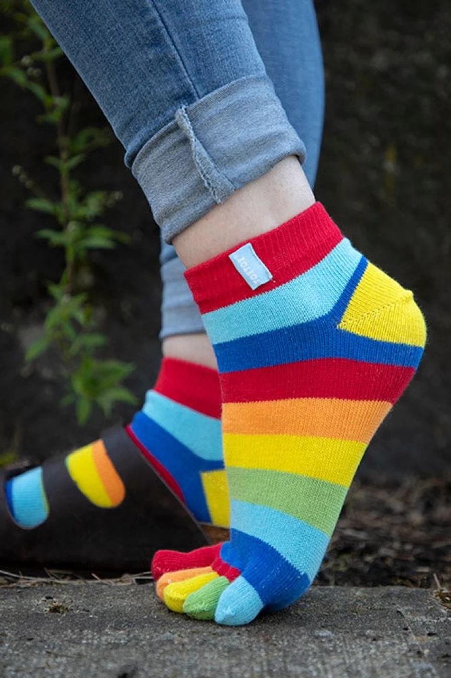 Colorful Striped Ankle Toe Socks by ToeToe - Fun & Comfortable Footwear for Women & Men