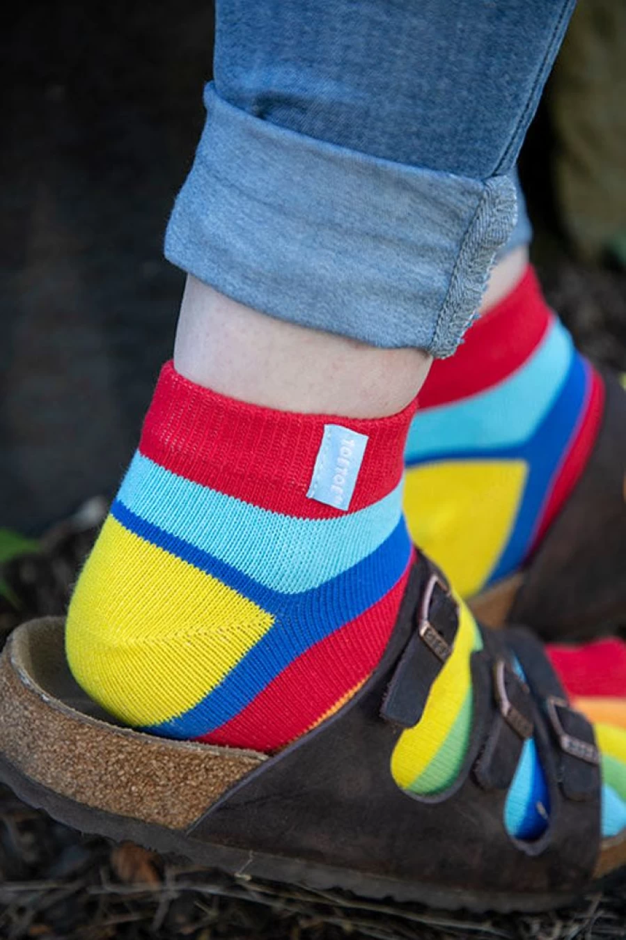 Colorful Striped Ankle Toe Socks by ToeToe - Fun & Comfortable Footwear for Women & Men