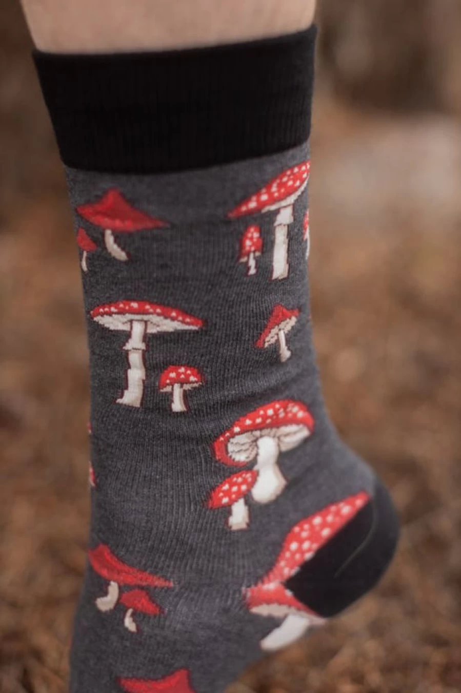 "Funny Mushroom Socks by Socksmith - Pretty Fly For A Fungi Crew Design"