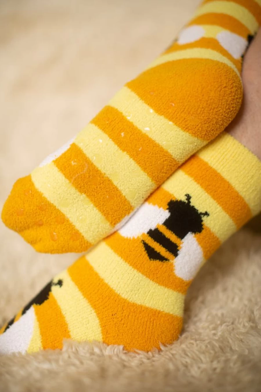 "Sock It To Me Bee Cozy Slipper Socks - Warm & Cute Animal Design House Shoes"