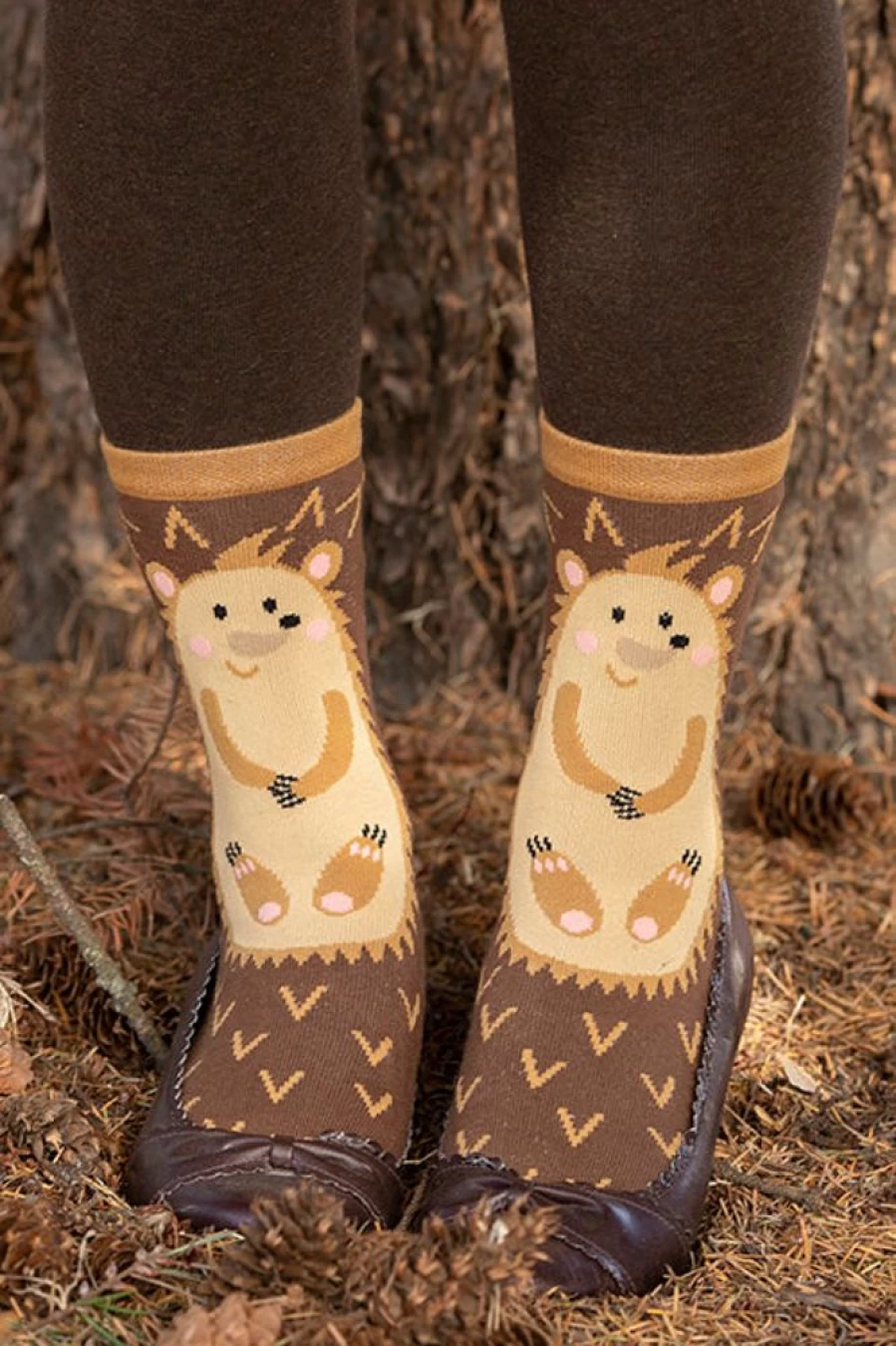 Foot Traffic Hedgehog Slipper Socks - Cozy Animal-Themed House Shoes for Men & Women
