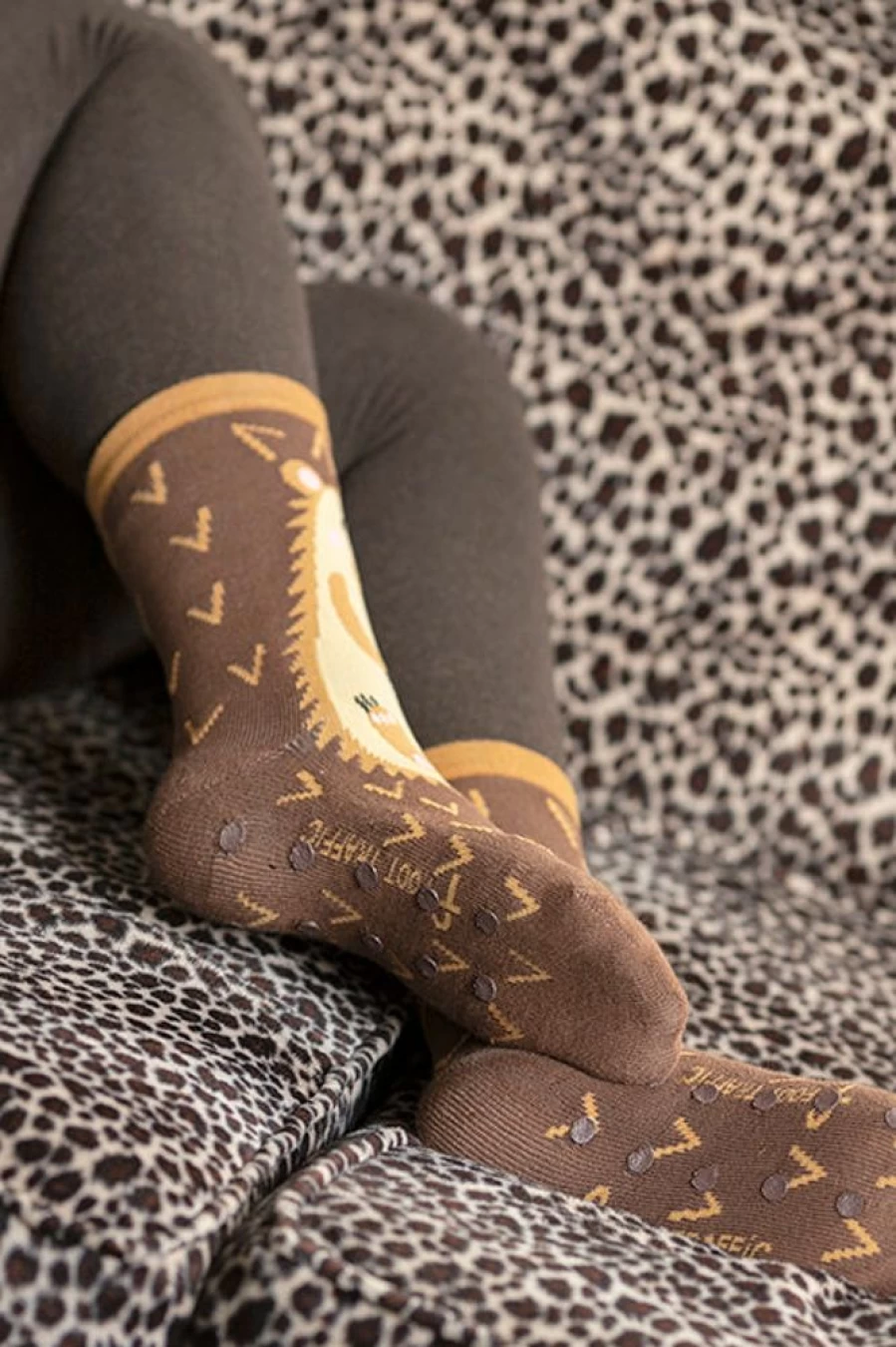 Foot Traffic Hedgehog Slipper Socks - Cozy Animal-Themed House Shoes for Men & Women
