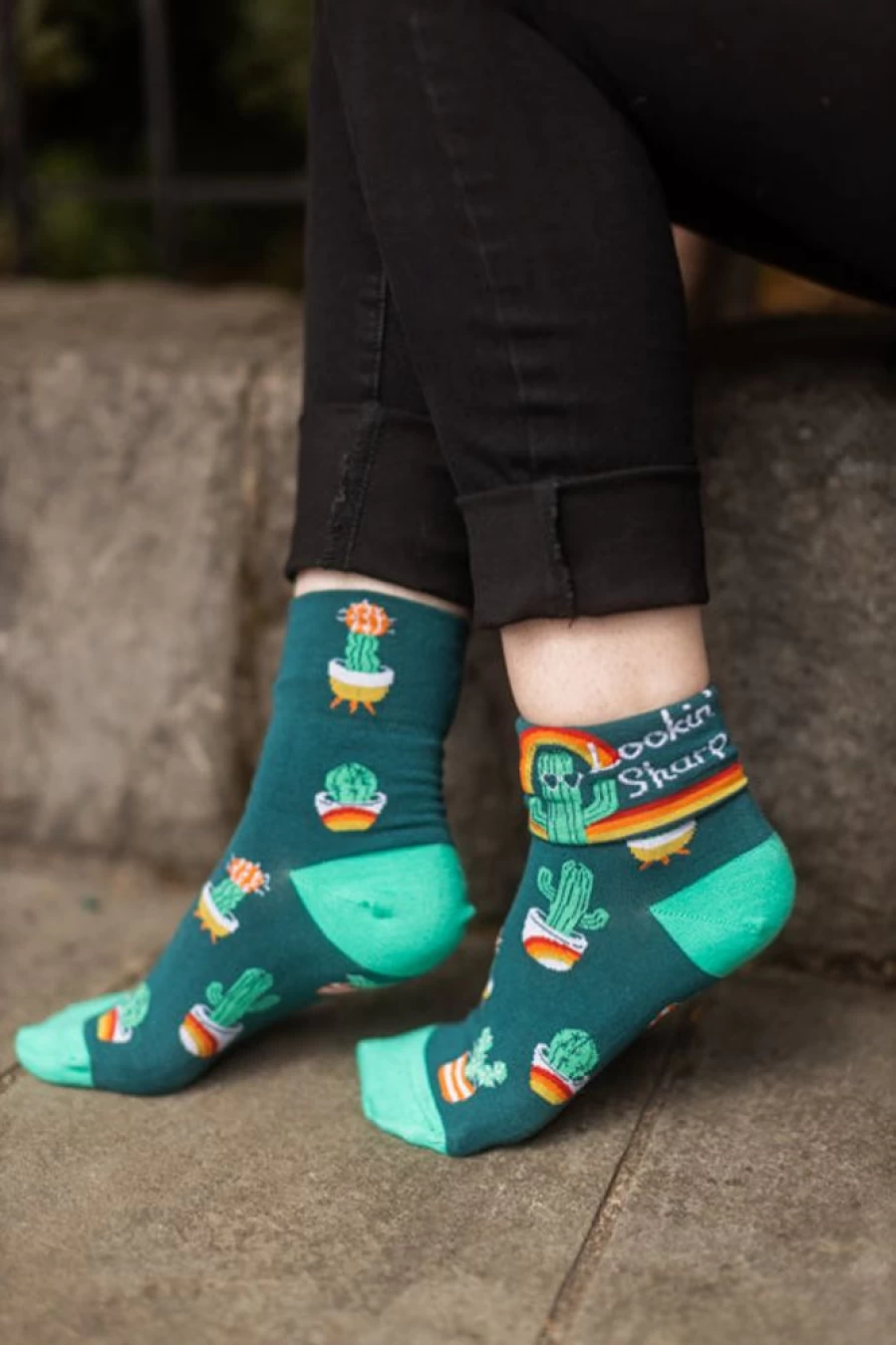 "Sock It To Me Lookin' Sharp Turn Cuff Crew Socks - Fun & Stylish Novelty Socks"