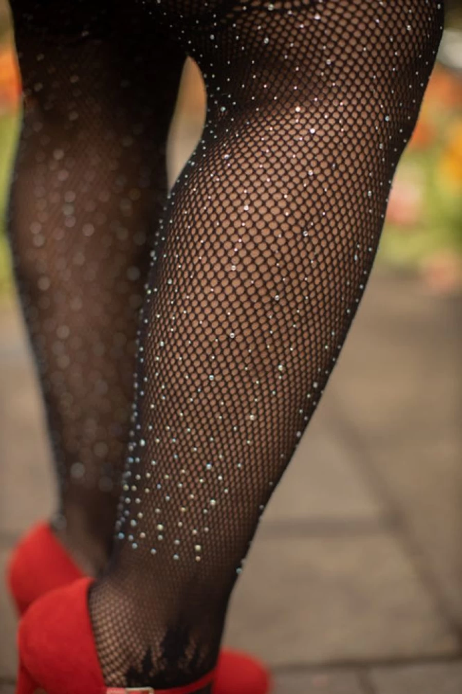 Leg Avenue Plus Size Rhinestone Lace Top Fishnet Stockings with Attached Garter Belt for Women